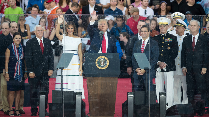 Illustration for article titled Planes, Tanks, & Space Force: Scenes From Trump's Soggy Fourth of July Extravaganza